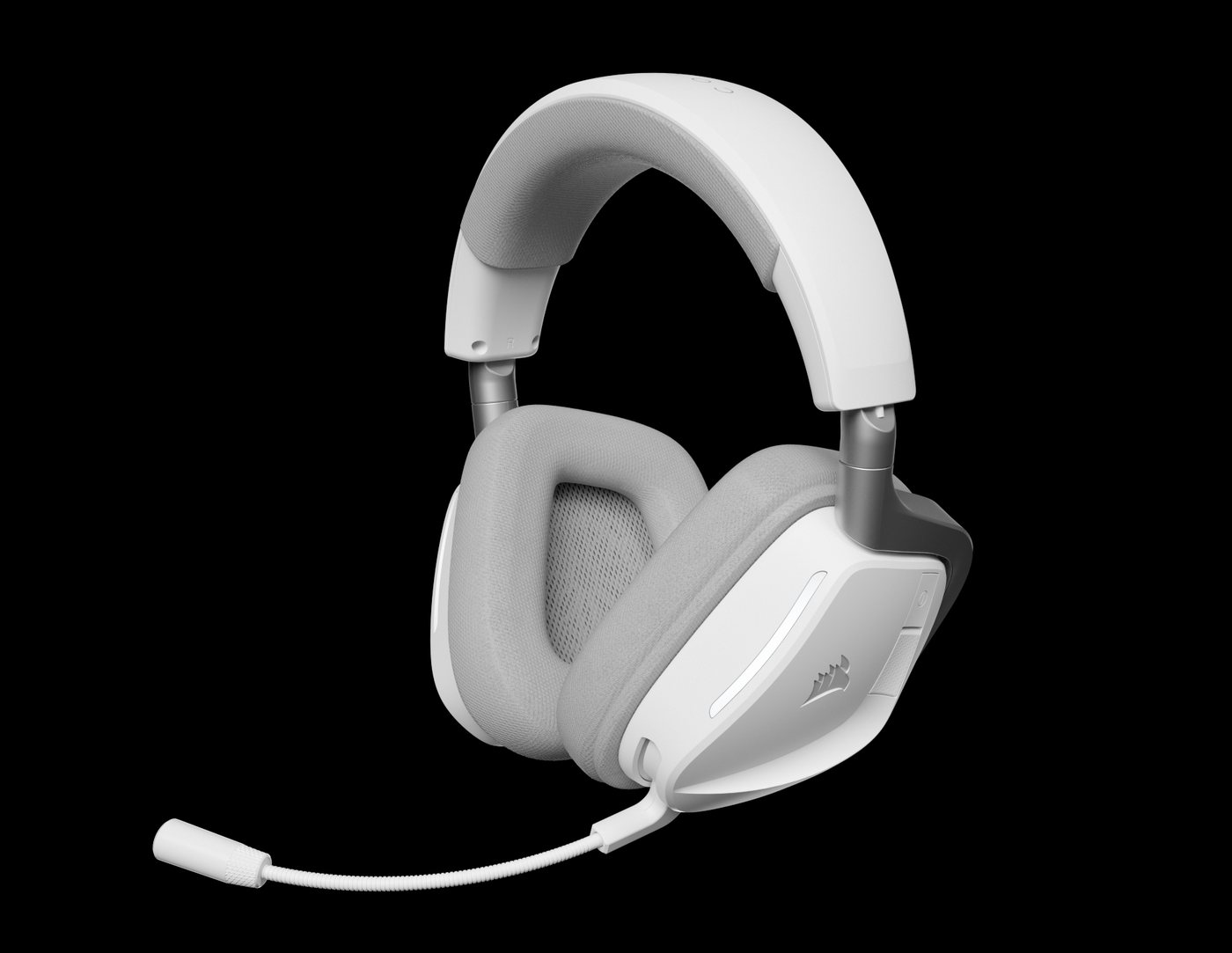 A render of the finished white Corsair headset asset isolated on a black background
