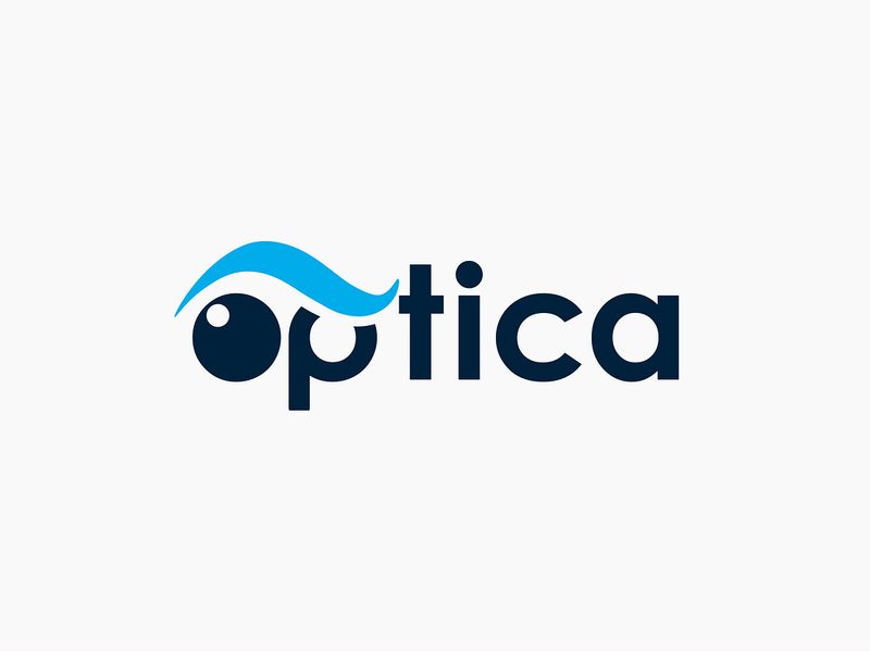 Optica logo with a blue eyewear arc
